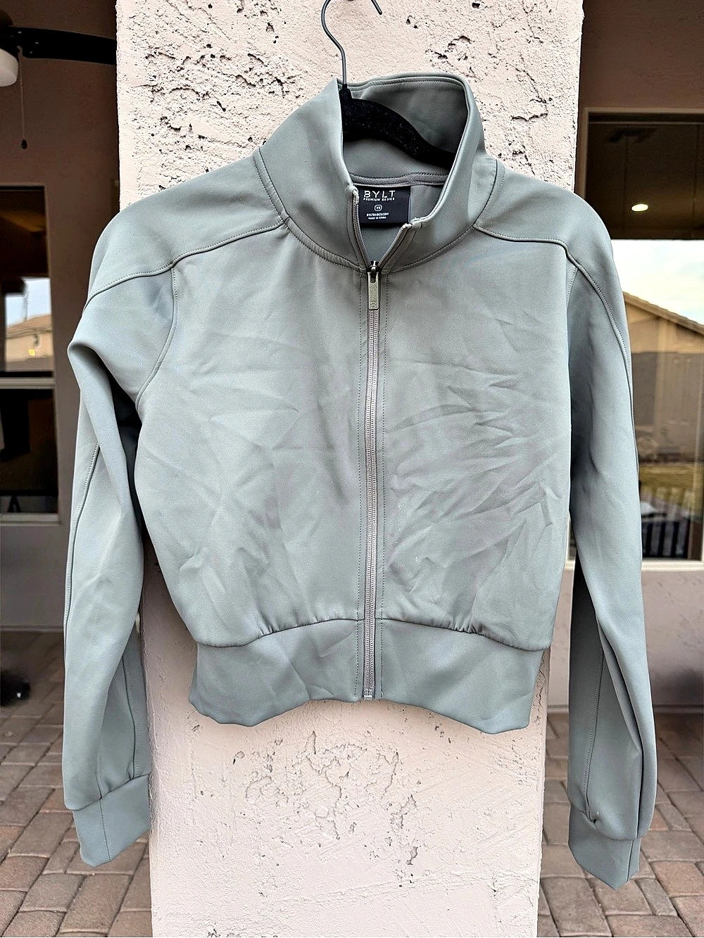 BYLT Women's Cropped Bomber Jacket Gray Size XS